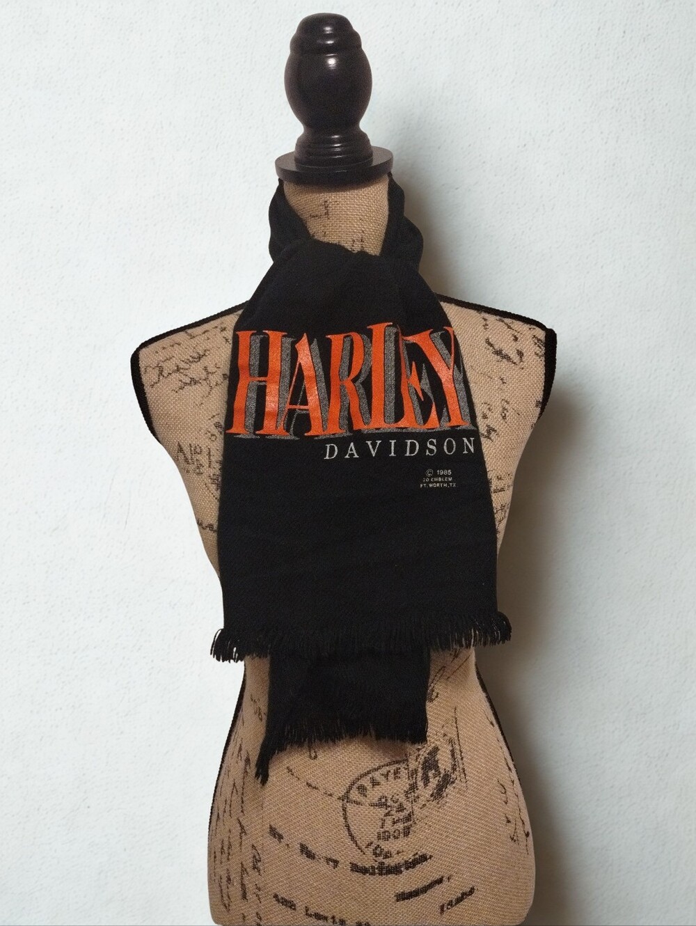 Vintage Harley Davidson 1985 3D Emblem Scarf Rare Find